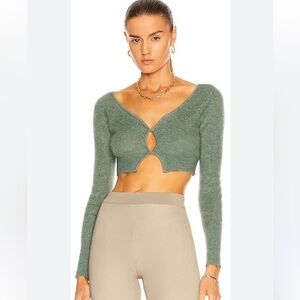 Jacquemus - Le cardigan Alzou cropped cardigan - Green - Size 34 - Like New
